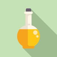 Round bottom flask containing yellow liquid chemical for a science experiment vector