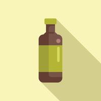 Brown bottle with green label is standing on light yellow background vector