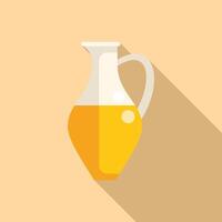 Glass jug containing freshly squeezed orange juice with long shadow vector