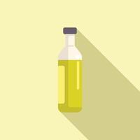 Green glass bottle of extra virgin olive oil with long shadow vector