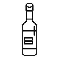 Minimalist icon of a bottle containing liquid with label vector