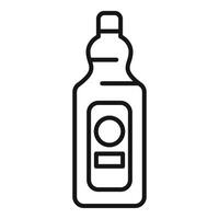 Bottle of water with label line icon, drink container vector