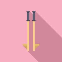 Kid jumping stilts standing on pink background with shadow vector