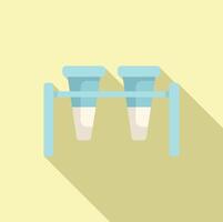 Laboratory metal stand is holding two test tubes with blue liquid vector