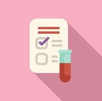 Medical test results document with blood sample showing positive result vector