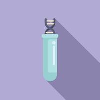Test tube containing dna double helix structure for genetic testing and biotechnology research vector