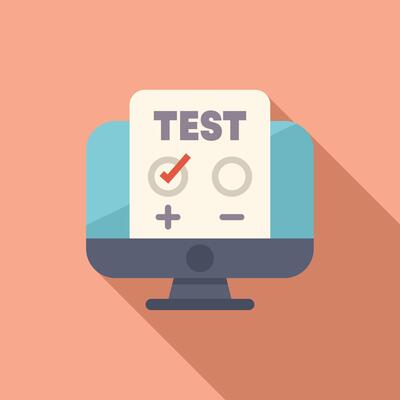 Online test showing on computer screen for distance education