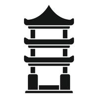 Traditional asian building with three floors standing on stone base vector