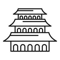 Traditional japanese building featuring three tiers with arched entrances vector