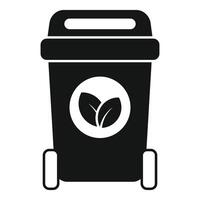 Black wheelie bin for organic waste sorting standing up vector