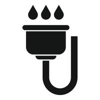Plumbing system element icon depicting water flowing through drain pipe vector