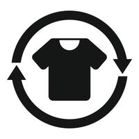 T shirt recycling sign with circular arrows for textile waste vector
