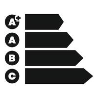 Energy efficiency rating with arrows going up showing improvement vector