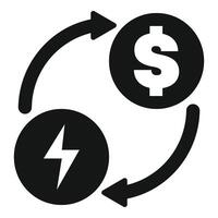 Money converting to energy with arrows exchanging icon vector