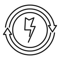 Renewable energy source with lightning bolt and circular arrows vector
