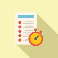 Stopwatch measuring time running out on checklist with long shadow vector