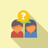 Two people thinking together with question mark inside speech bubble vector
