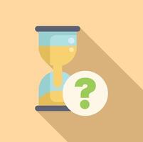 Hourglass measuring time passing with question mark showing uncertainty vector