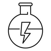 Chemical flask containing energy lightning icon showing experiment result vector