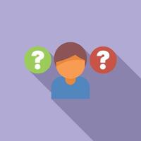 Young man making a decision with question marks, choosing the right path vector
