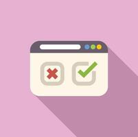 Web page showing right answer of online survey vector