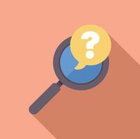 Magnifying glass investigating question mark symbol problem solving concept vector