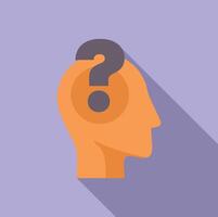 Human head thinking with question mark inside minimalist flat design vector