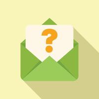 Green open envelope containing letter with question mark vector