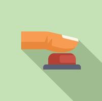 Finger pushing red button activating emergency system vector