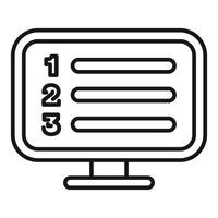 Computer monitor displaying numbered list icon vector