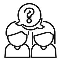 Two business people discussing about a question mark icon vector