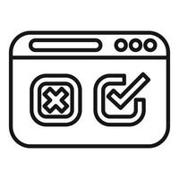 Web page showing checkmark and cross mark icons vector