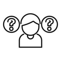 Young man choosing between two options thinking about solution finding answer vector