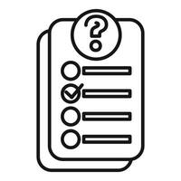 Checklist with question mark icon showing unknown answer in quiz vector