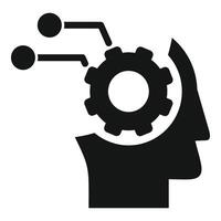 Human head silhouette with gear thinking and solving problems icon vector