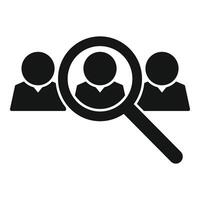 Magnifying glass choosing a candidate from group of business people vector