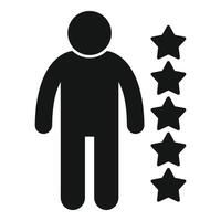 Man standing with five star rating icon showing customer satisfaction vector