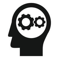 Silhouette of a human head with two gears representing the thinking process vector