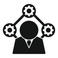 Businessman managing three gears in a network icon vector