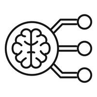 Brain chip connecting to a digital network icon outline style vector