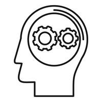Human head silhouette with cogwheels working inside representing thinking process vector