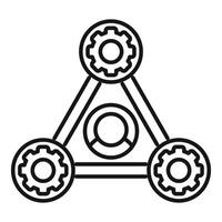 Three gear wheels connecting for teamwork and collaboration vector