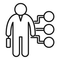 Businessman holding briefcase managing tasks through mind mapping vector