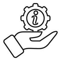 Hand holding gear with info symbol getting technical support vector