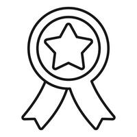 Round medal with star and ribbon icon showing quality and excellence vector