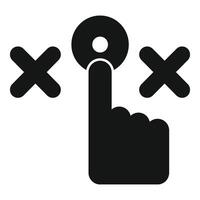 Hand is choosing correct answer from two options icon vector