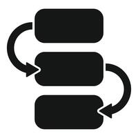 Workflow process with three steps connected by arrows vector