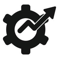 Gear with a growth arrow going up, representing business success vector