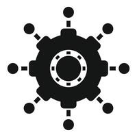 Digital network is connecting points around a central gear vector