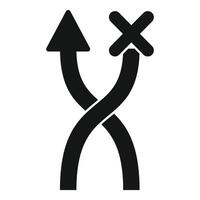 Intertwined arrows crossing showing different directions vector